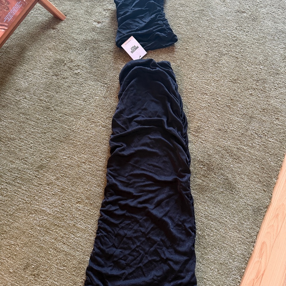 NWT Black Ruched Shimmery Set